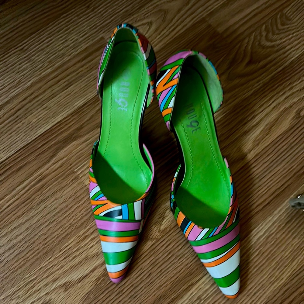 Brand new - Rogue pink and green high heels size 9
